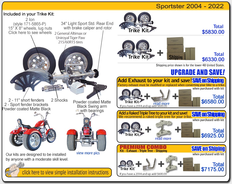 sportser trike kit frankenstein trike kit pricing