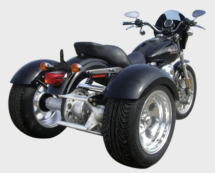 harley Davidson Dyna with Frankenstein Trike Conversion Kit installed on a Dyna